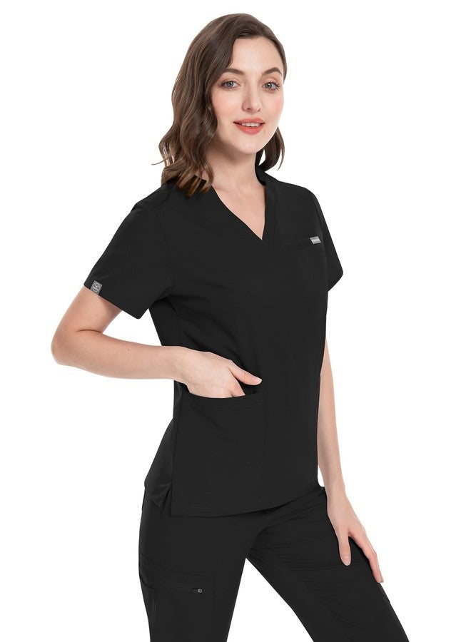 niaahinn Scrub for Women Scrubs Top with Classic V-Neck & Yoga Jogger Pants Medical Nursing Uniform Scrub Set (Black, XXL) - Image 5